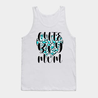 Cute Boy Mom Leopard Heart Mother's Day Boy Mama Mom Tank Top